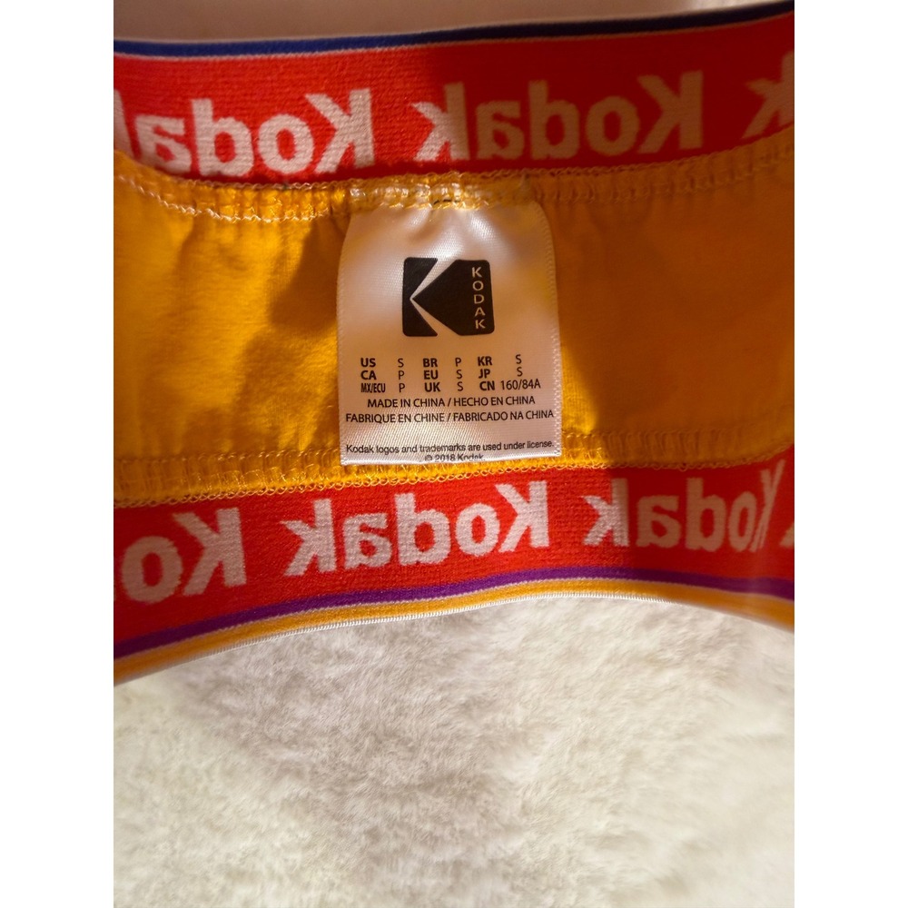 Kodak Yellow Logo Tape Bralette Sports Bra‎ Crop Top Small - Picture 2 of 8